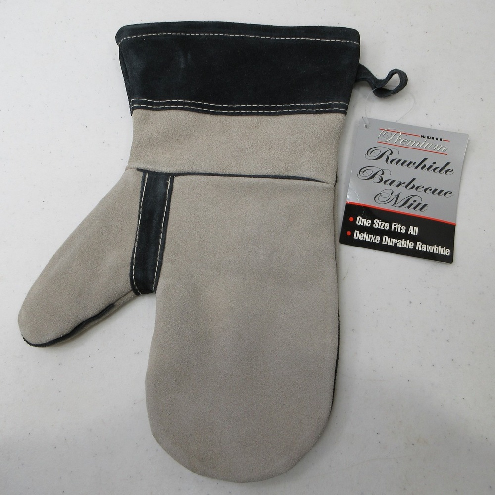 Mr. BAR-B-Q Premium Rawhide Leather Barbecue Mitt Oven Glove Heat Resistant NEW